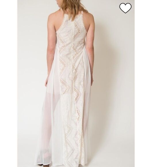 Line & Dot Lyon Lace Hi-Lo Maxi Dress Cream NWT - Picture 4 of 5